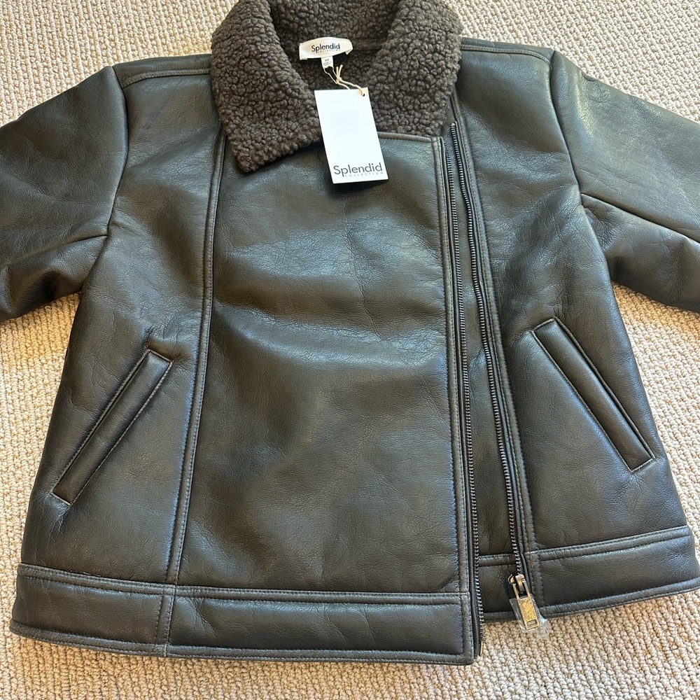 Splendid Romy Vegan Leather Jacket in Brown XS, NWT